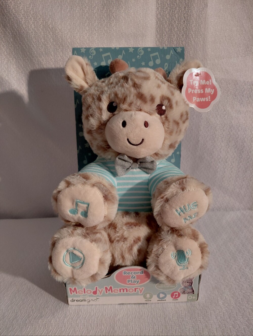 Dreamgro Melody Memory Plush Giraffe in Beige - Hug & Play Recording Toy